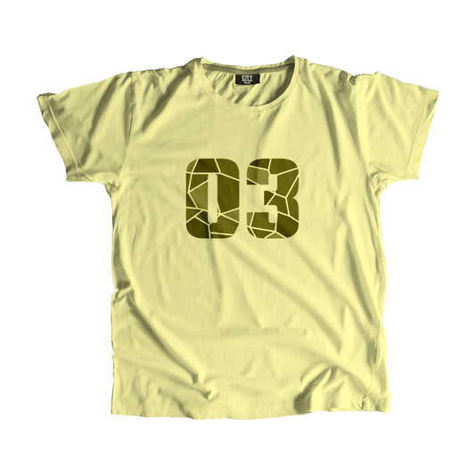 03 Number Men Unisex T-Shirt  (Butter Yellow)| Classic Numeric Graphic Tee