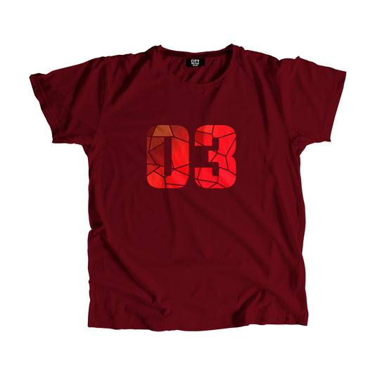 03 Number Men Unisex T-Shirt  (Maroon)| Classic Numeric Graphic Tee