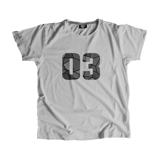 03 Number Men Unisex T-Shirt  (Melange Grey)| Classic Numeric Graphic Tee