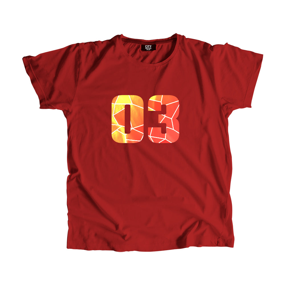 03 Number Men Unisex T-Shirt  (Red)| Classic Numeric Graphic Tee