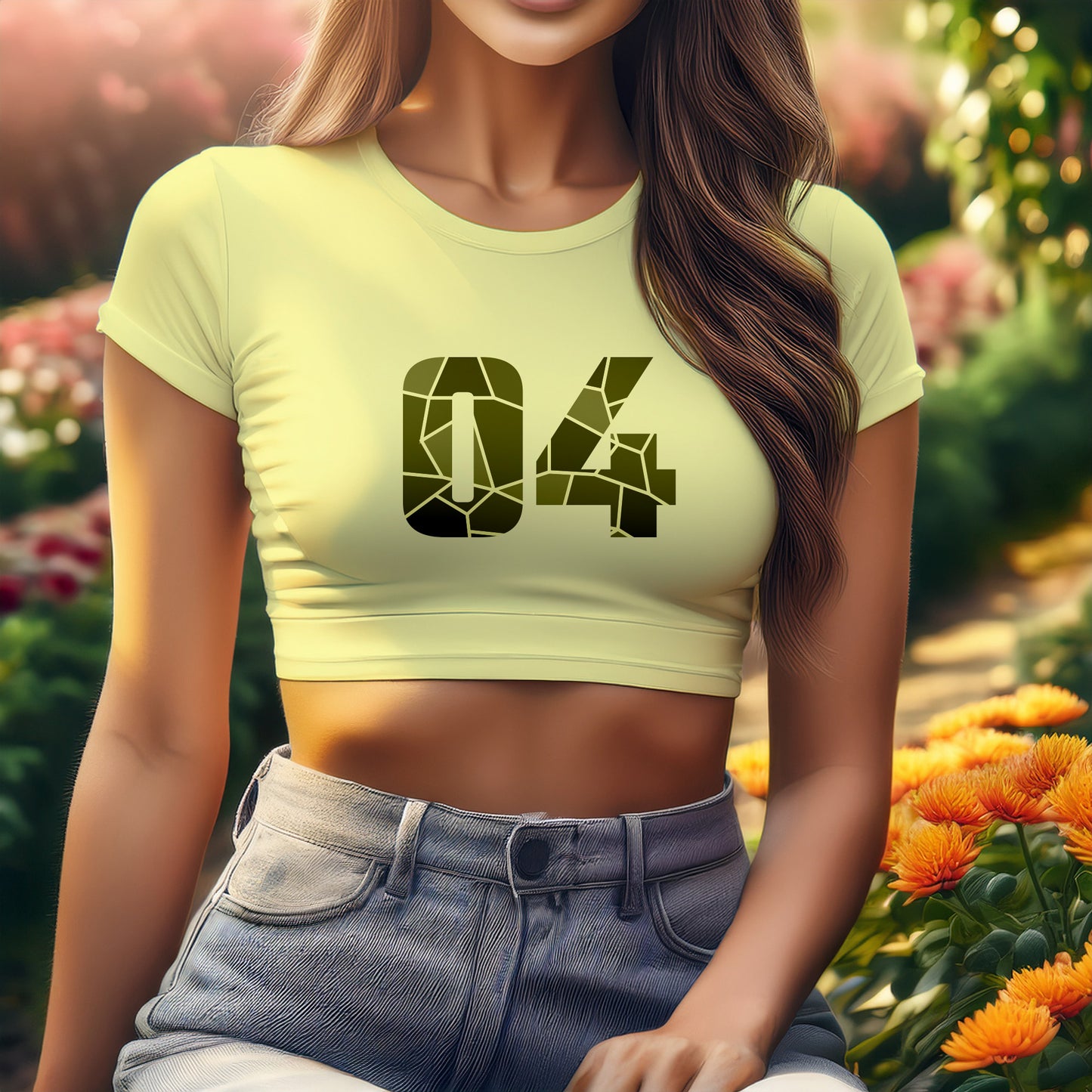City Posters Plus 04 Number Women Crop Top (Butter Yellow)