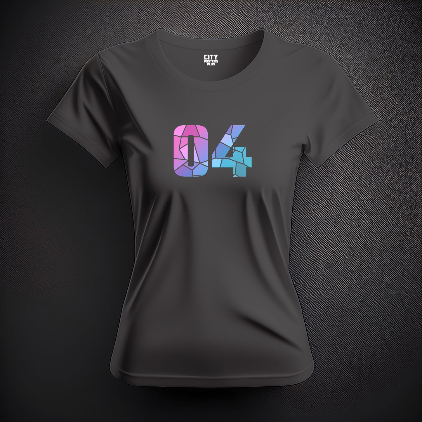 City Posters Plus 04 Number Women T-Shirt (Charcoal Grey) | Stylish Numeric Graphic Tee