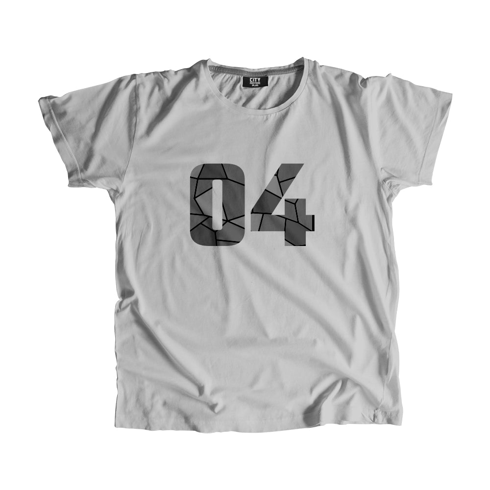 04 Number Men Unisex T-Shirt  (Melange Grey)| Classic Numeric Graphic Tee
