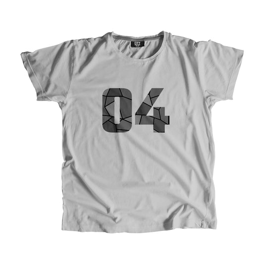 04 Number Men Unisex T-Shirt  (Melange Grey)| Classic Numeric Graphic Tee