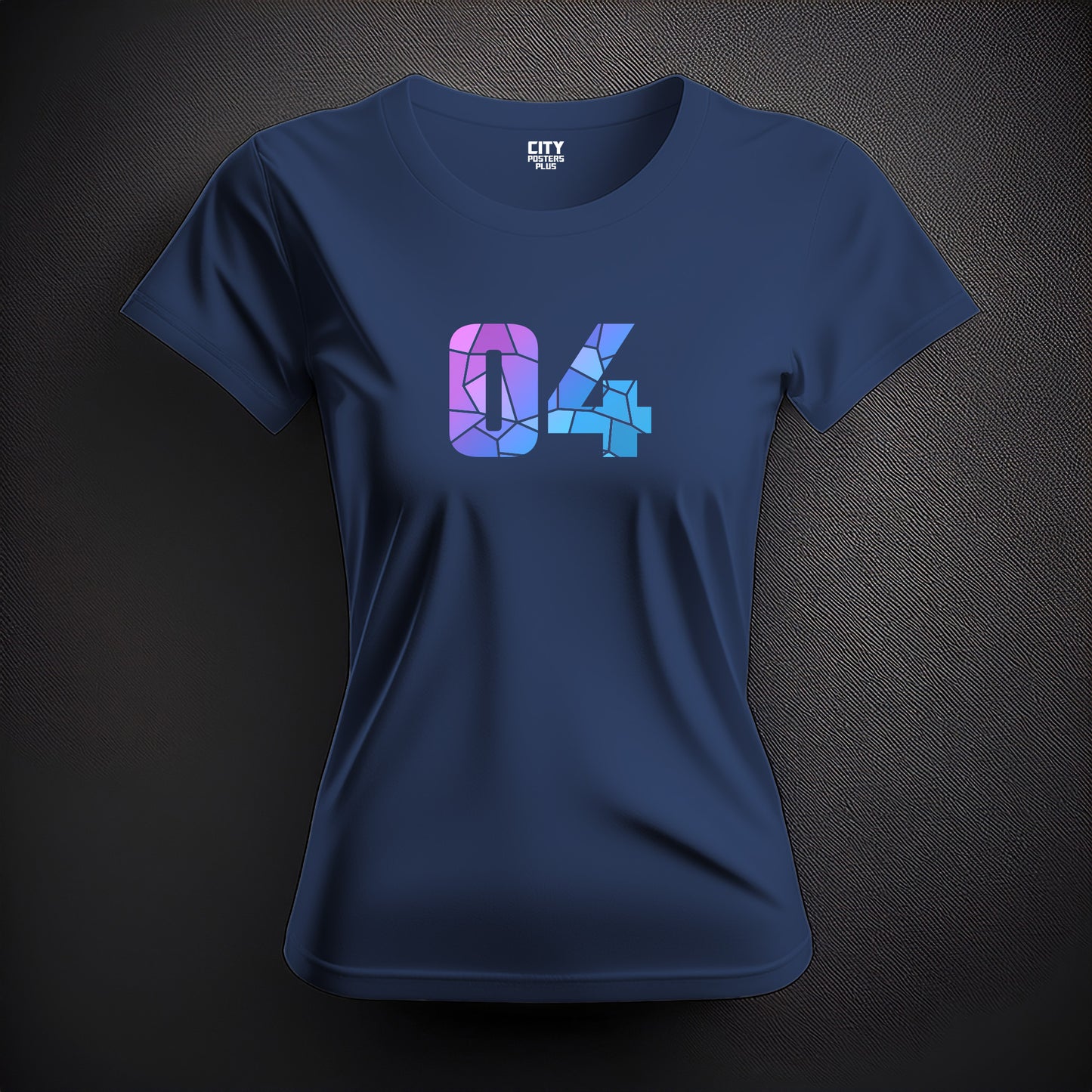 City Posters Plus 04 Number Women T-Shirt (Navy Blue) | Stylish Numeric Graphic Tee