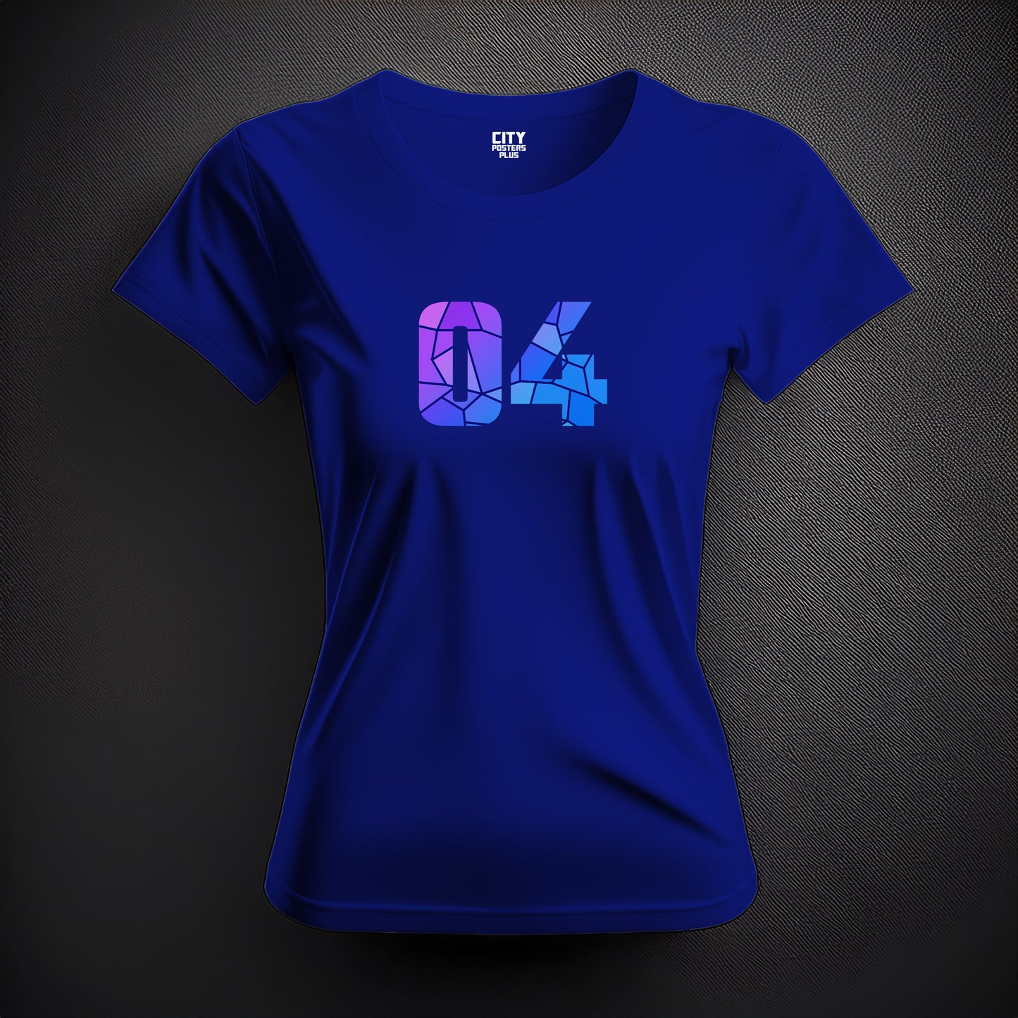 City Posters Plus 04 Number Women T-Shirt (Royal Blue) | Stylish Numeric Graphic Tee