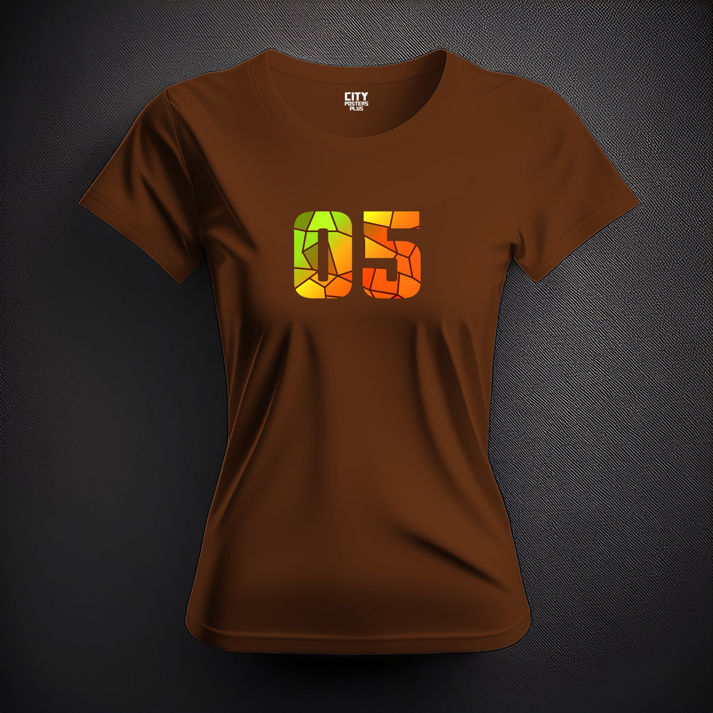 City Posters Plus 05 Number Women T-Shirt (Brown) | Stylish Numeric Graphic Tee
