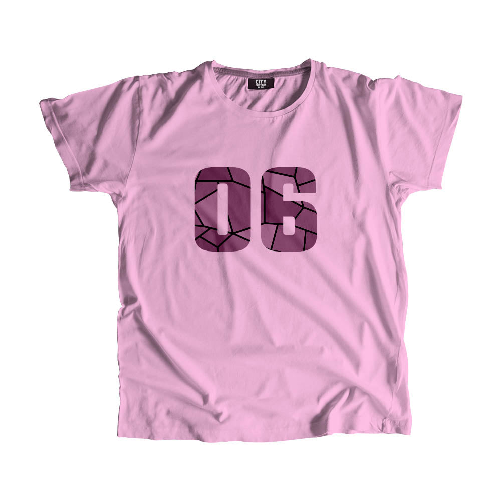06 Number Men Unisex T-Shirt  (Light Pink)| Classic Numeric Graphic Tee