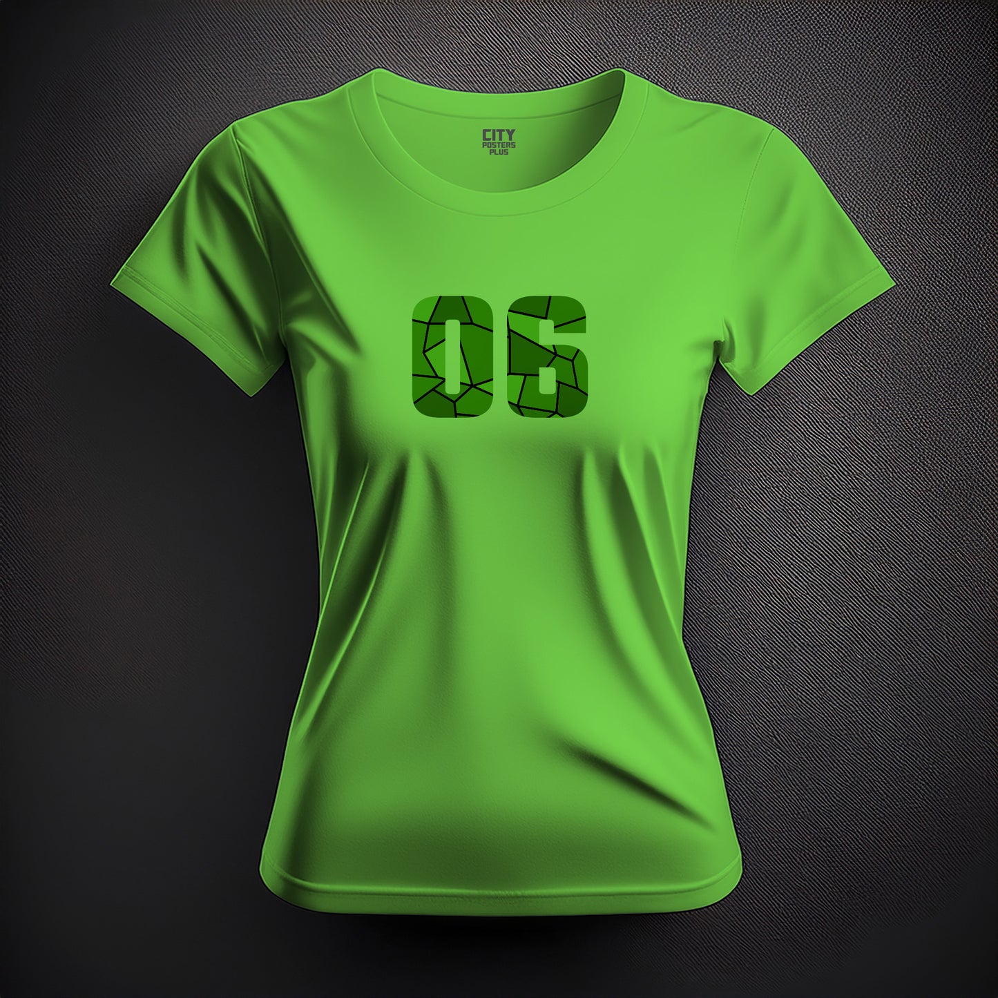 City Posters Plus 06 Number Women T-Shirt (Liril Green) | Stylish Numeric Graphic Tee