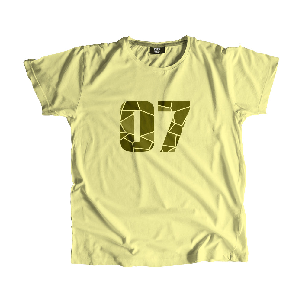 07 Number Men Unisex T-Shirt  (Butter Yellow)| Classic Numeric Graphic Tee