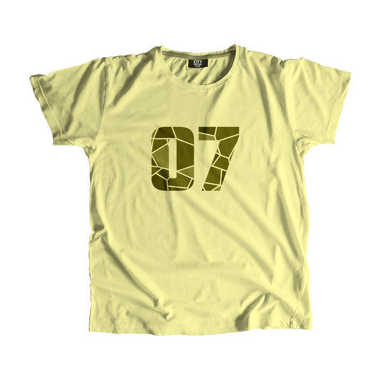 07 Number Men Unisex T-Shirt  (Butter Yellow)| Classic Numeric Graphic Tee