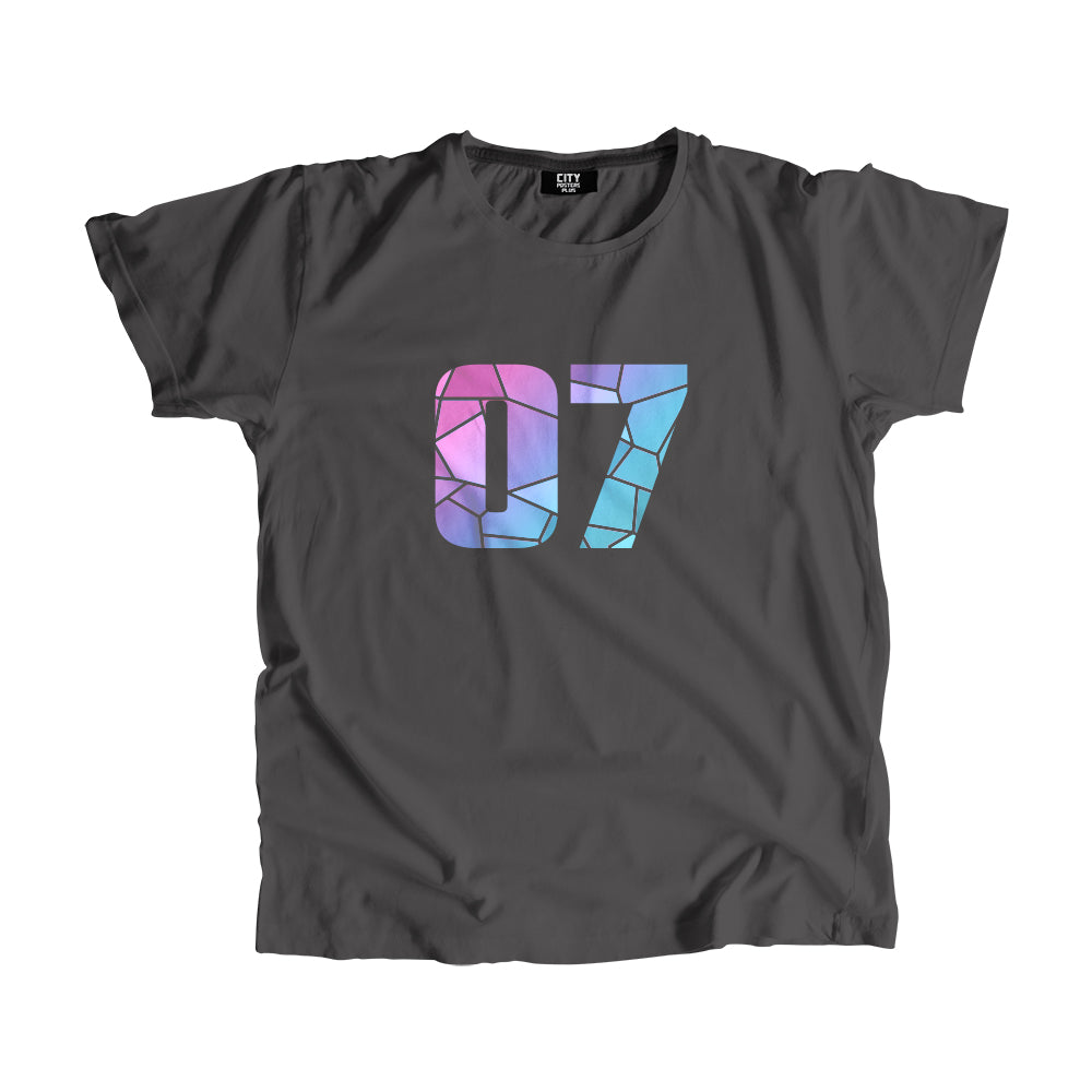 07 Number Men Unisex T-Shirt  (Charcoal Grey)| Classic Numeric Graphic Tee
