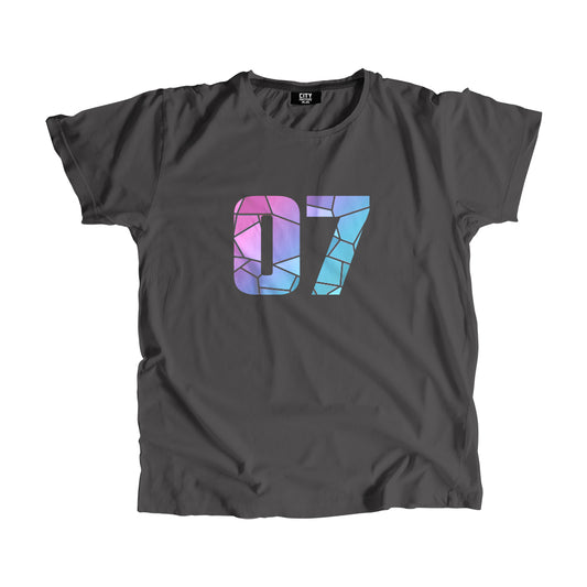 07 Number Men Unisex T-Shirt  (Charcoal Grey)| Classic Numeric Graphic Tee