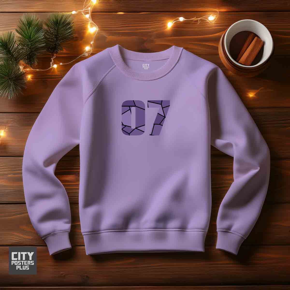 07 Number Unisex Sweatshirt (Iris Lavender)  Premium Graphic Crewneck