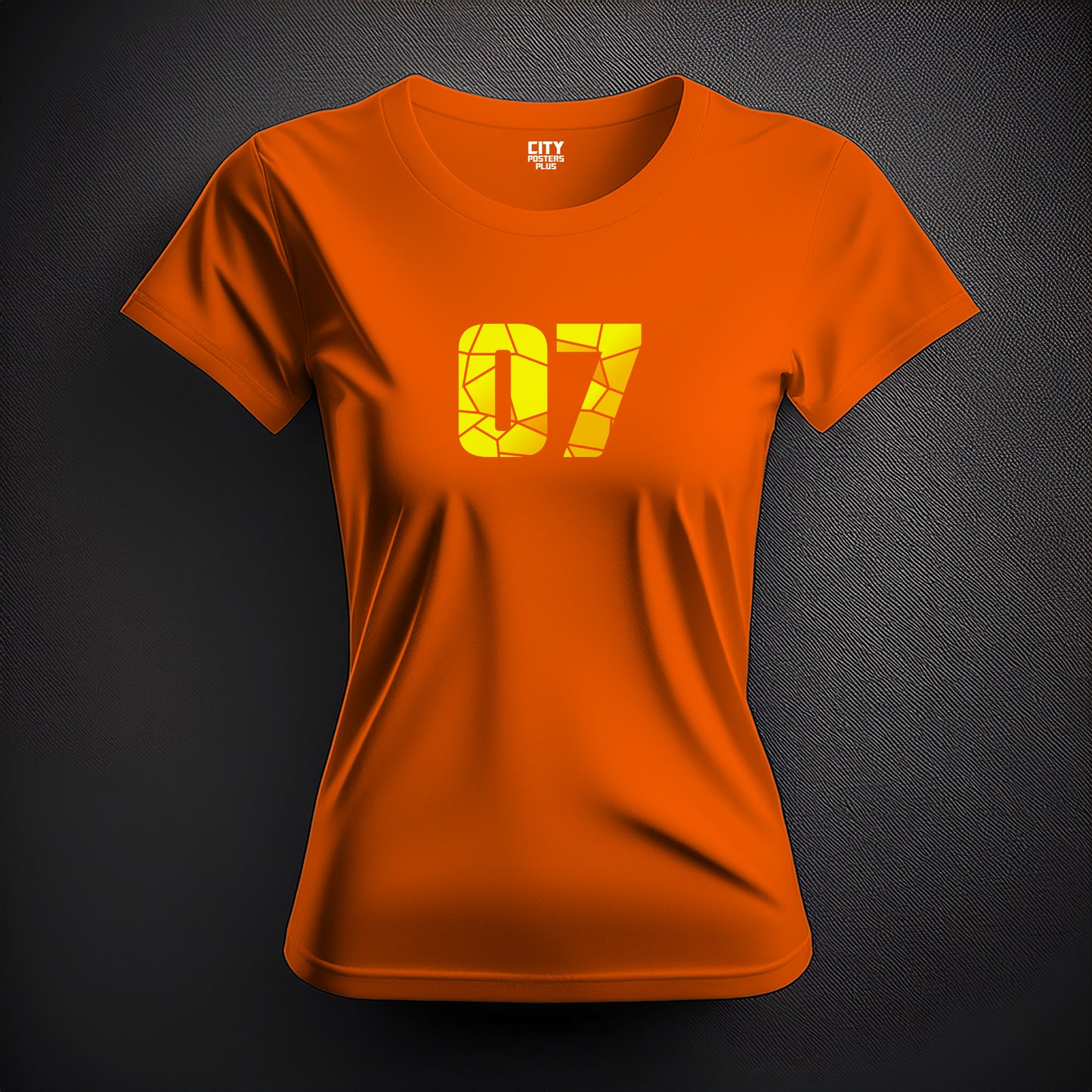 City Posters Plus 07 Number Women T-Shirt (Orange) | Stylish Numeric Graphic Tee
