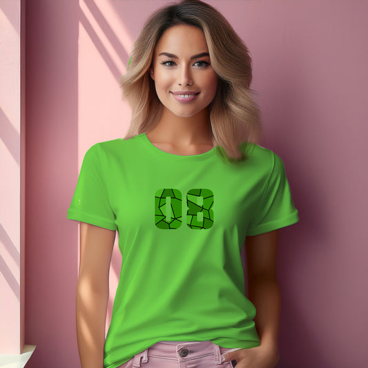 08 Number Women T-Shirt (Liril Green) | Stylish Numeric Graphic Tee