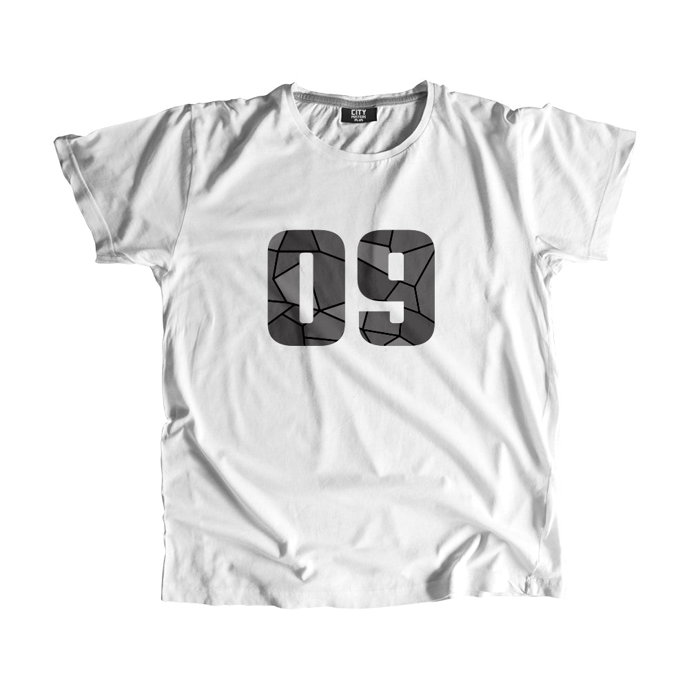 09 Number Men Unisex T-Shirt  (White)| Classic Numeric Graphic Tee