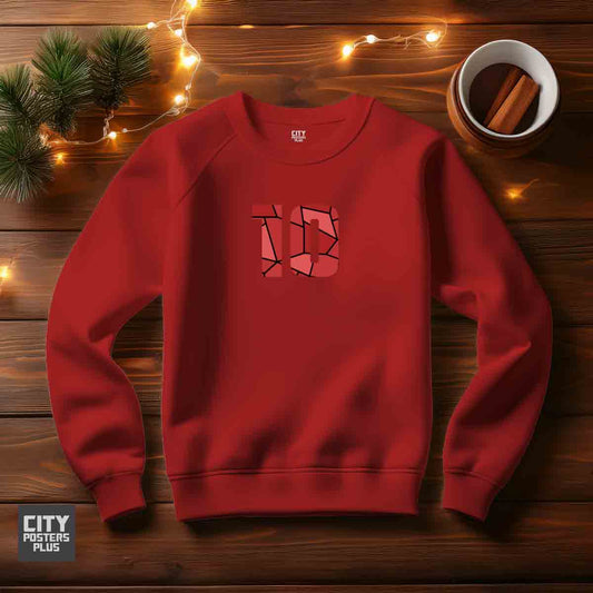 10 Number Unisex Sweatshirt (Red)  Premium Graphic Crewneck