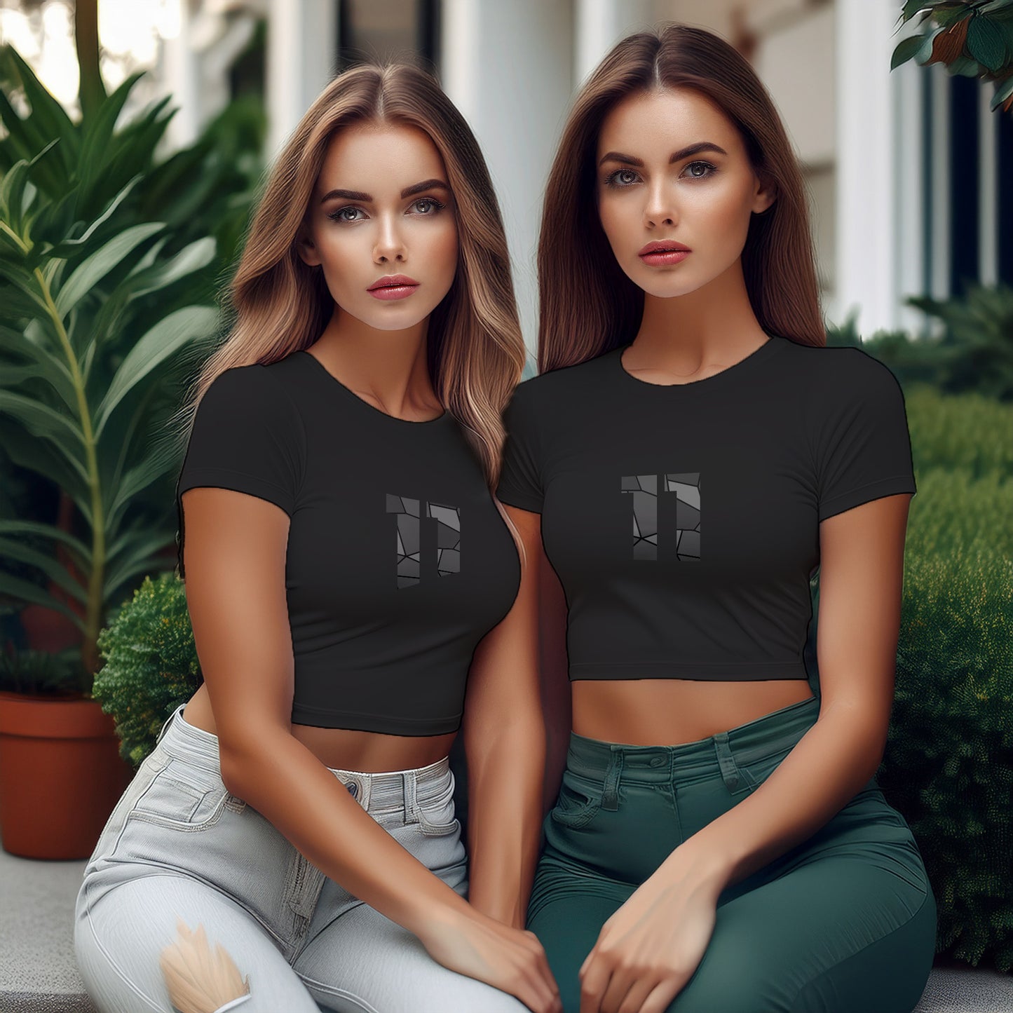City Posters Plus 11 Number Women Crop Top (Black)