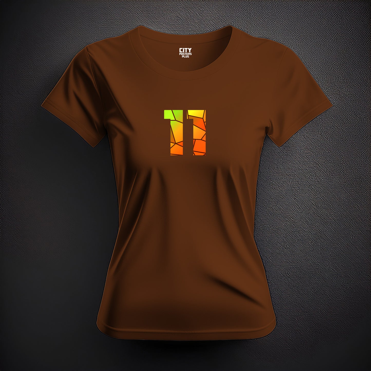 City Posters Plus 11 Number Women T-Shirt (Brown) | Stylish Numeric Graphic Tee