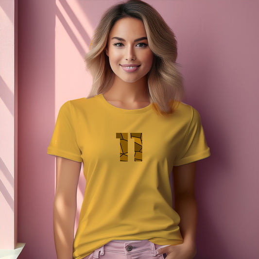11 Number Women T-Shirt (Golden Yellow) | Stylish Numeric Graphic Tee