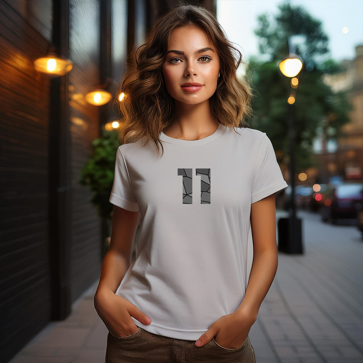 City Posters Plus 11 Number Women T-Shirt (Melange Grey) | Stylish Numeric Graphic Tee