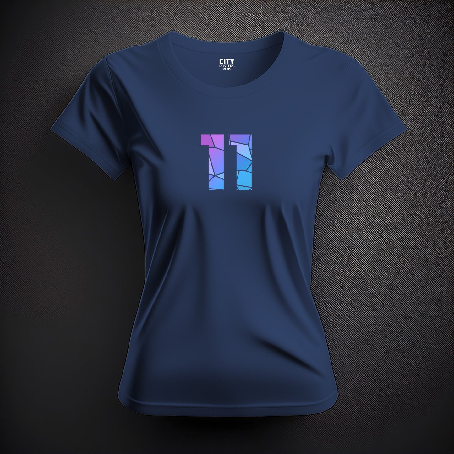 City Posters Plus 11 Number Women T-Shirt (Navy Blue) | Stylish Numeric Graphic Tee