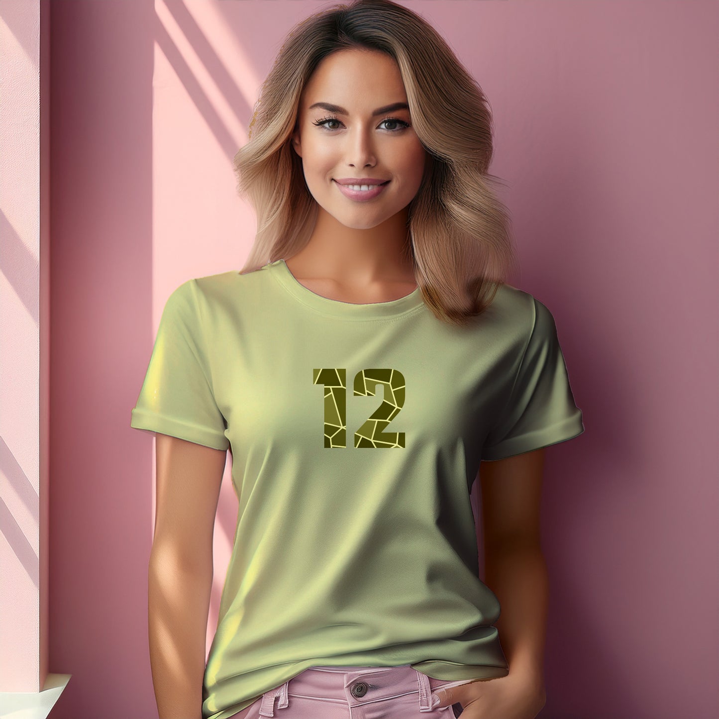 12 Number Women T-Shirt (Butter Yellow) | Stylish Numeric Graphic Tee