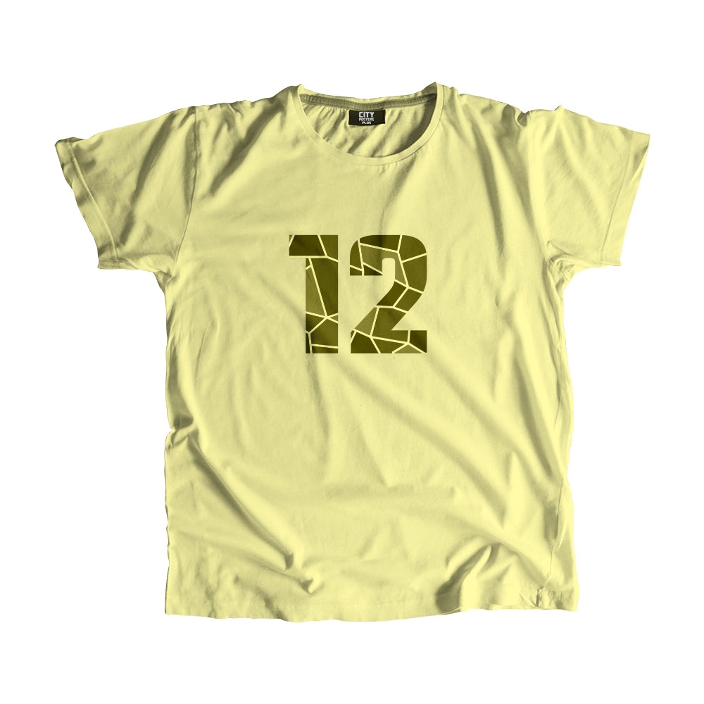 12 Number Men Unisex T-Shirt  (Butter Yellow)| Classic Numeric Graphic Tee