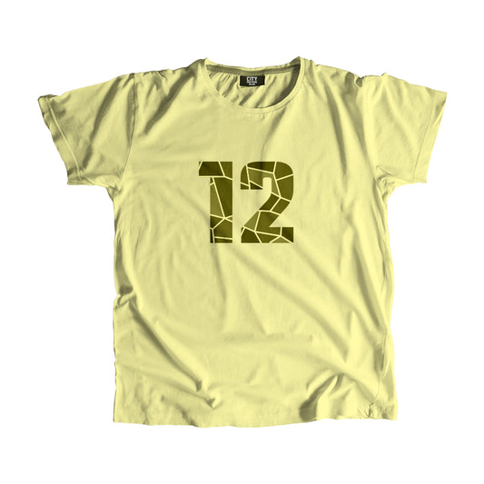 12 Number Men Unisex T-Shirt  (Butter Yellow)| Classic Numeric Graphic Tee