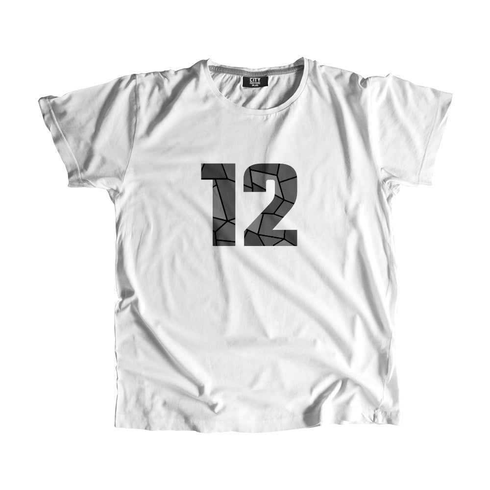 12 Number Men Unisex T-Shirt  (White)| Classic Numeric Graphic Tee