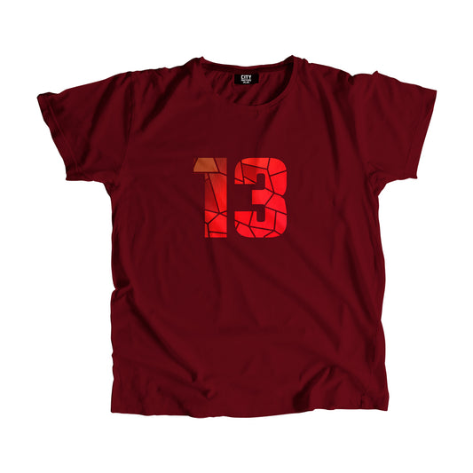 13 Number Men Unisex T-Shirt  (Maroon)| Classic Numeric Graphic Tee