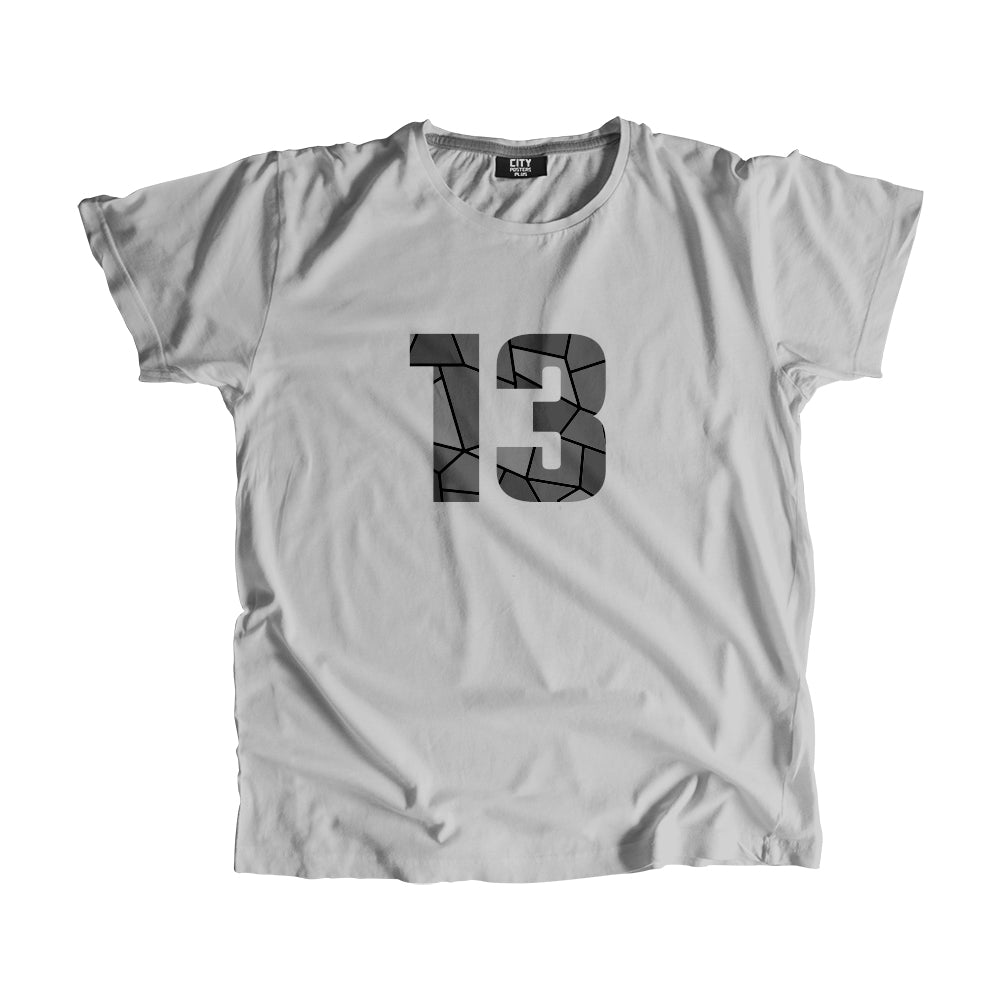 13 Number Men Unisex T-Shirt  (Melange Grey)| Classic Numeric Graphic Tee
