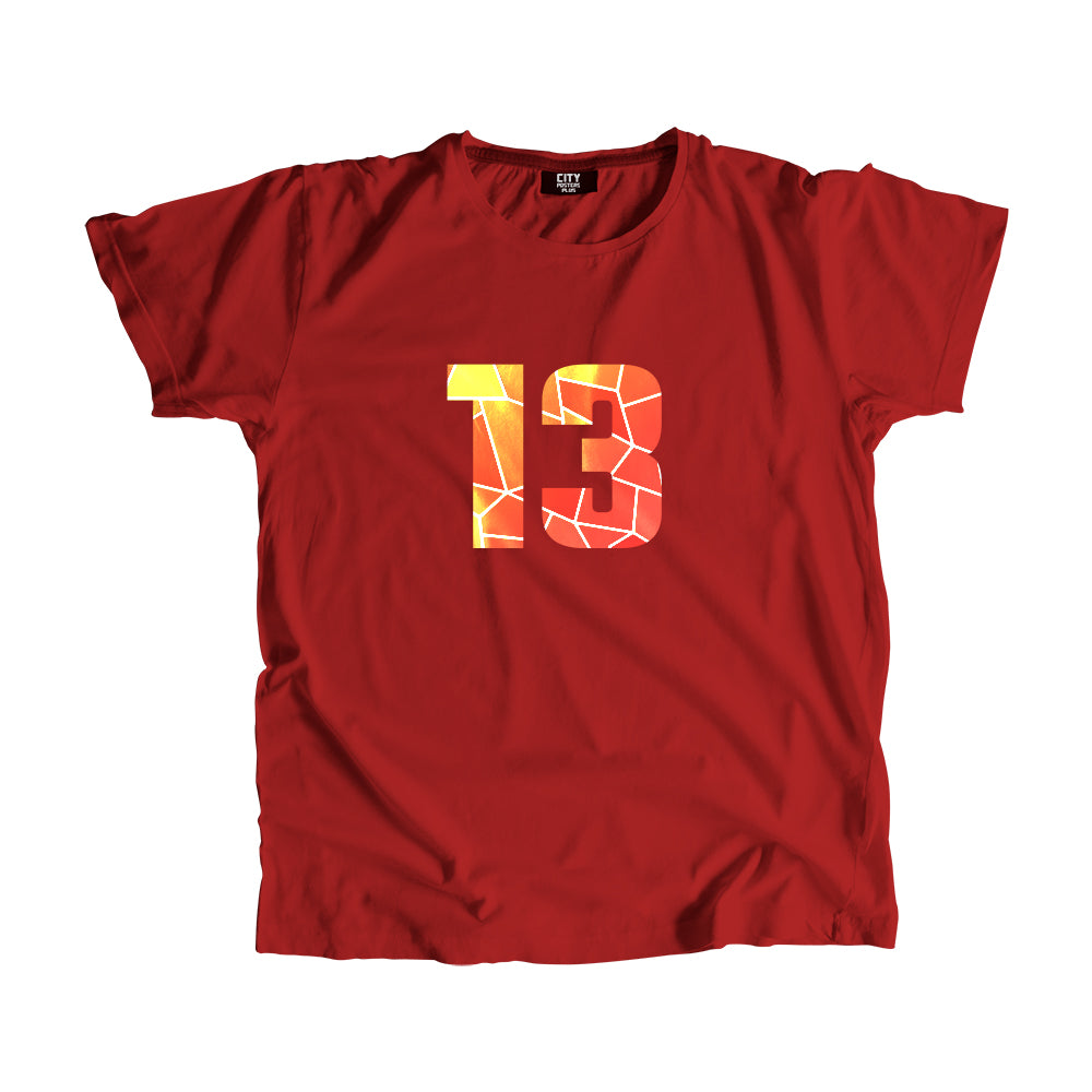 13 Number Men Unisex T-Shirt  (Red)| Classic Numeric Graphic Tee