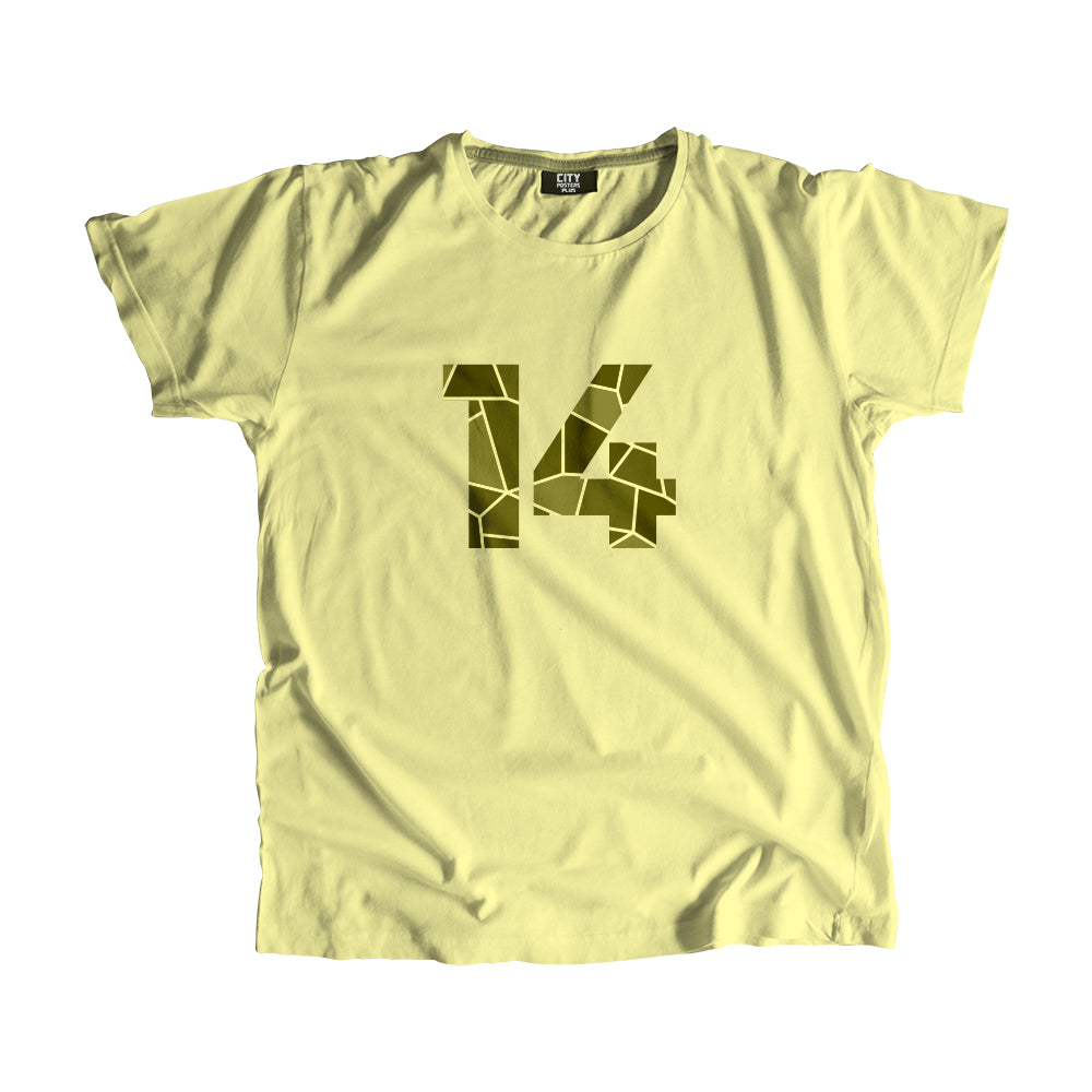 14 Number Men Unisex T-Shirt  (Butter Yellow)| Classic Numeric Graphic Tee
