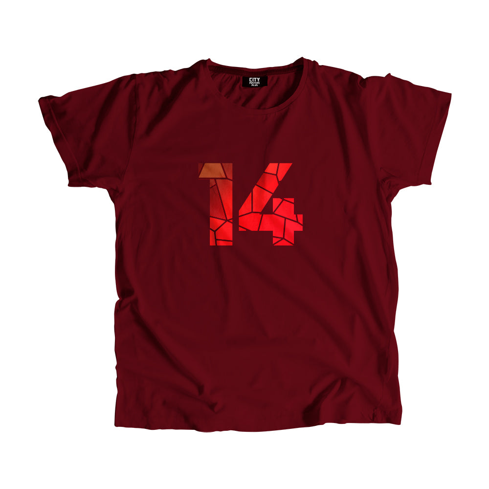 14 Number Men Unisex T-Shirt  (Maroon)| Classic Numeric Graphic Tee