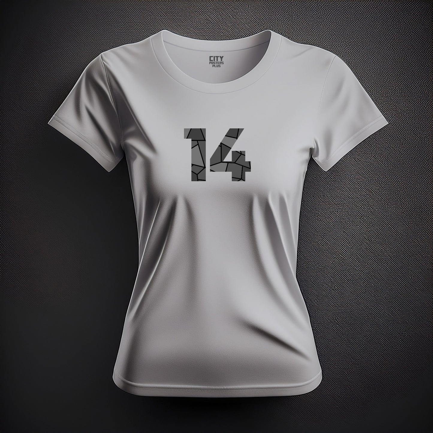 City Posters Plus 14 Number Women T-Shirt (Melange Grey) | Stylish Numeric Graphic Tee