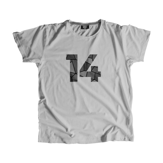 14 Number Men Unisex T-Shirt  (Melange Grey)| Classic Numeric Graphic Tee