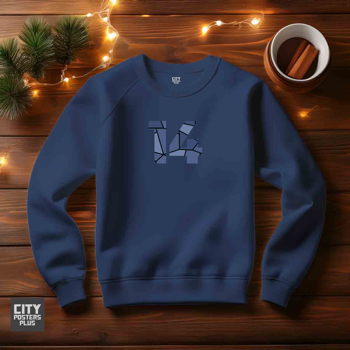 14 Number Unisex Sweatshirt (Navy Blue)  Premium Graphic Crewneck