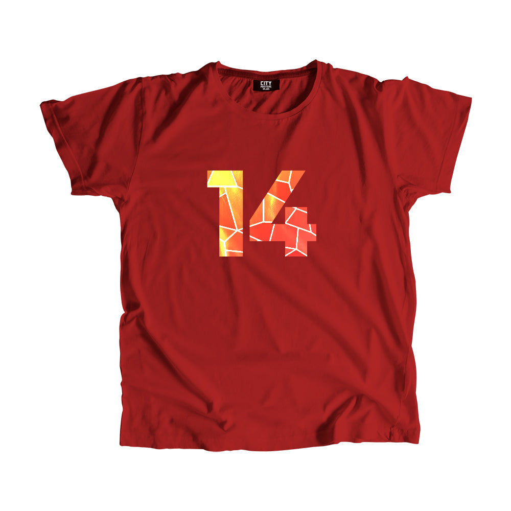 14 Number Men Unisex T-Shirt  (Red)| Classic Numeric Graphic Tee