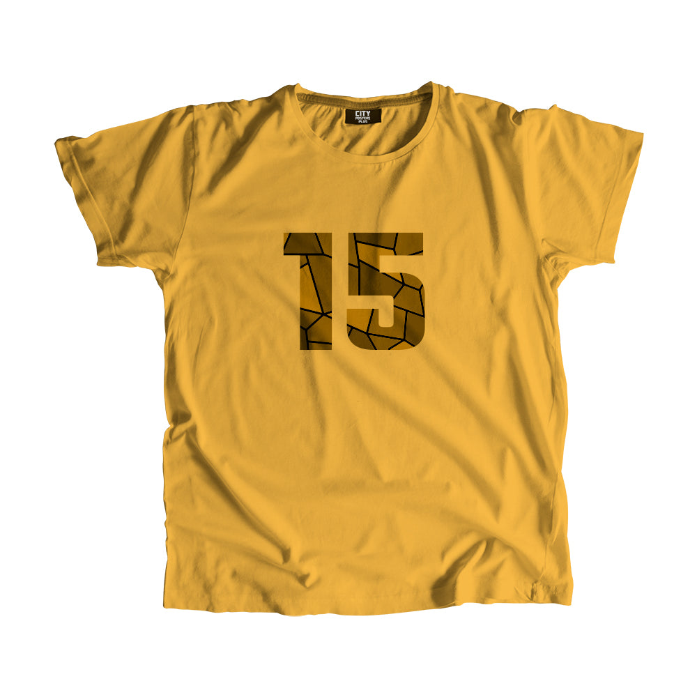 15 Number Men Unisex T-Shirt  (Golden Yellow)| Classic Numeric Graphic Tee