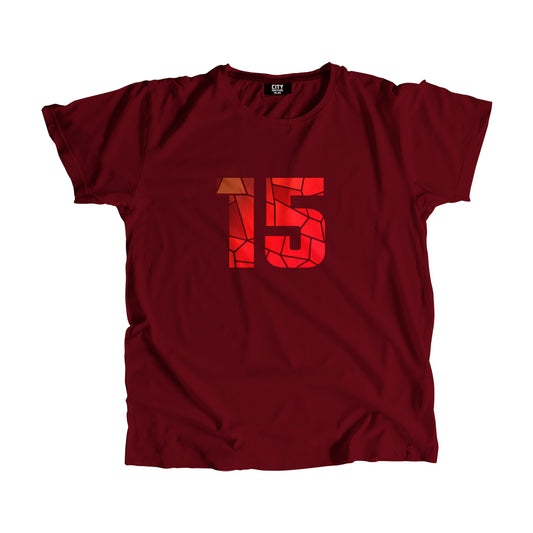 15 Number Men Unisex T-Shirt  (Maroon)| Classic Numeric Graphic Tee