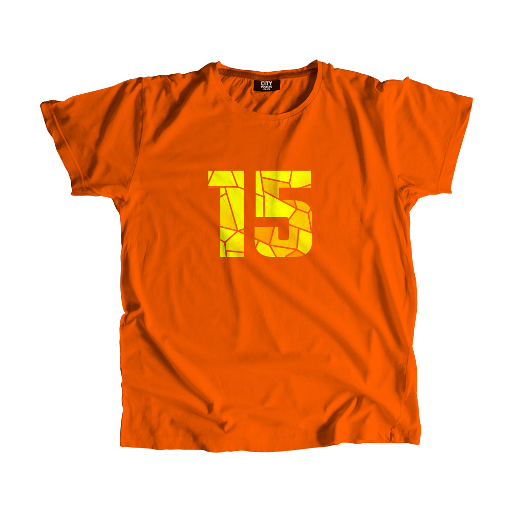 15 Number Men Unisex T-Shirt  (Orange)| Classic Numeric Graphic Tee