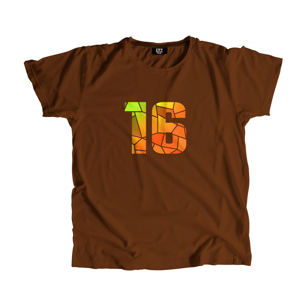 16 Number Men Unisex T-Shirt  (Brown)| Classic Numeric Graphic Tee