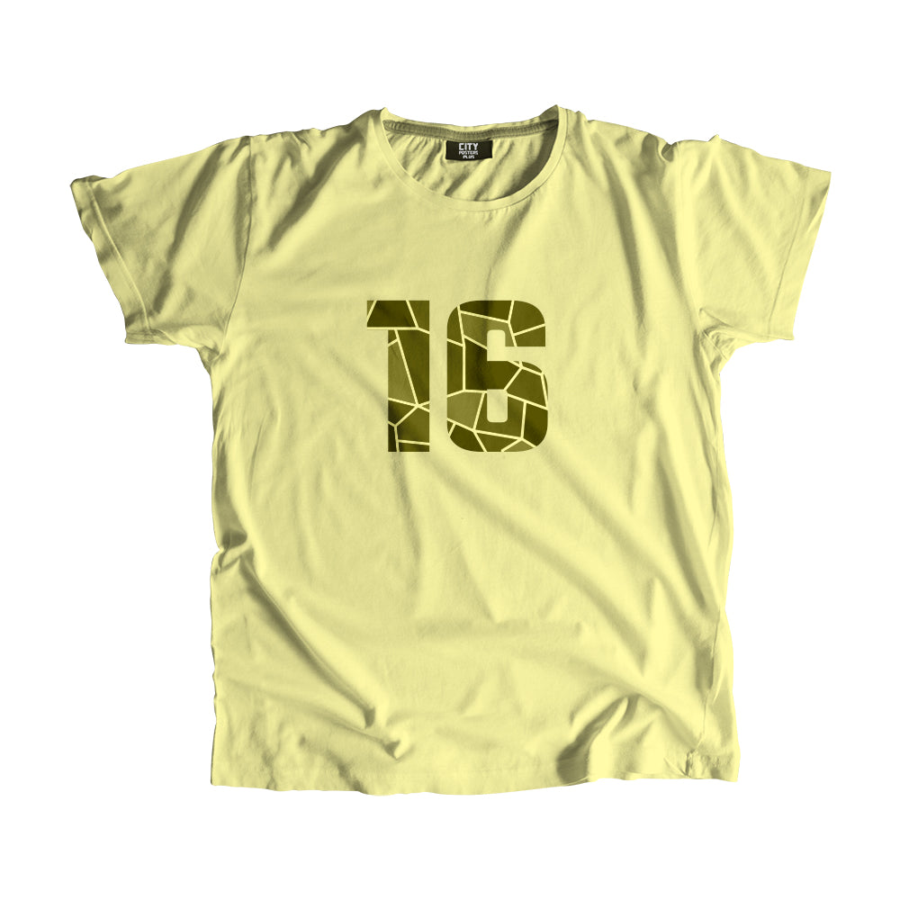 16 Number Men Unisex T-Shirt  (Butter Yellow)| Classic Numeric Graphic Tee