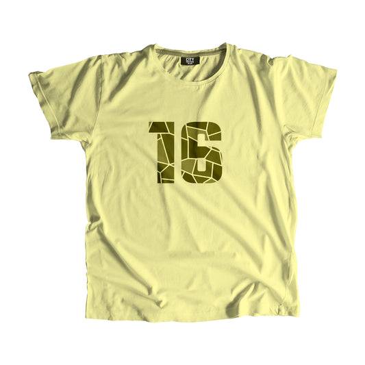 16 Number Men Unisex T-Shirt  (Butter Yellow)| Classic Numeric Graphic Tee