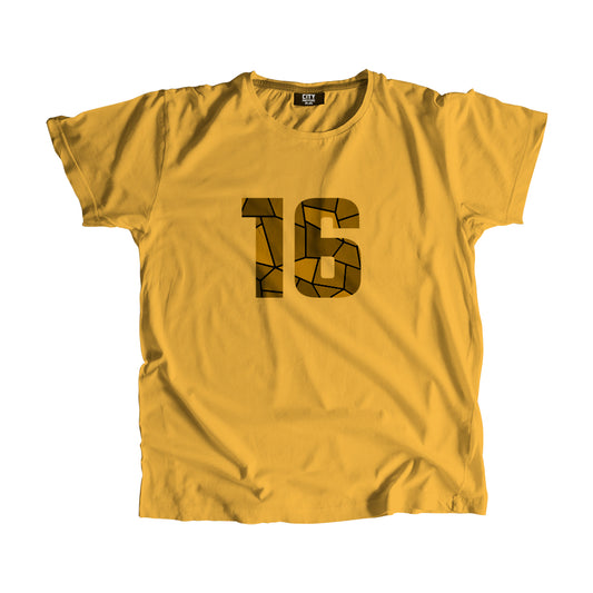 16 Number Men Unisex T-Shirt  (Golden Yellow)| Classic Numeric Graphic Tee