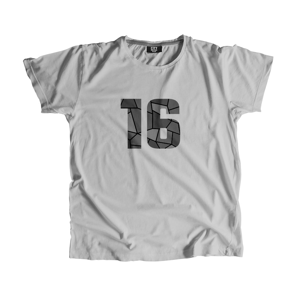 16 Number Men Unisex T-Shirt  (Melange Grey)| Classic Numeric Graphic Tee