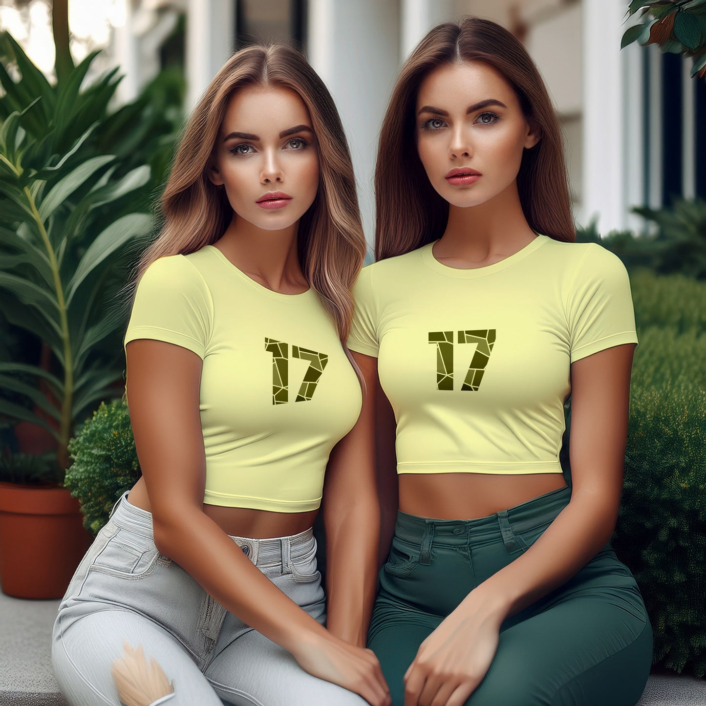 City Posters Plus 17 Number Women Crop Top (Butter Yellow)