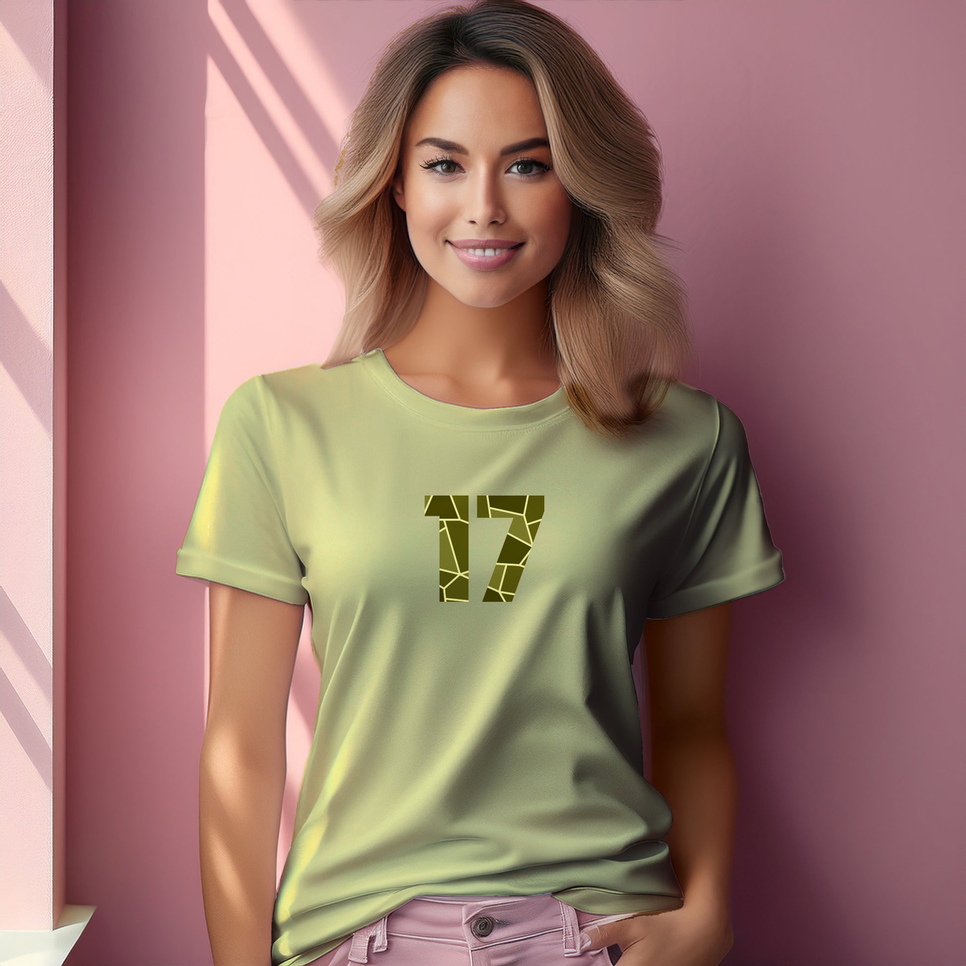 17 Number Women T-Shirt (Butter Yellow) | Stylish Numeric Graphic Tee